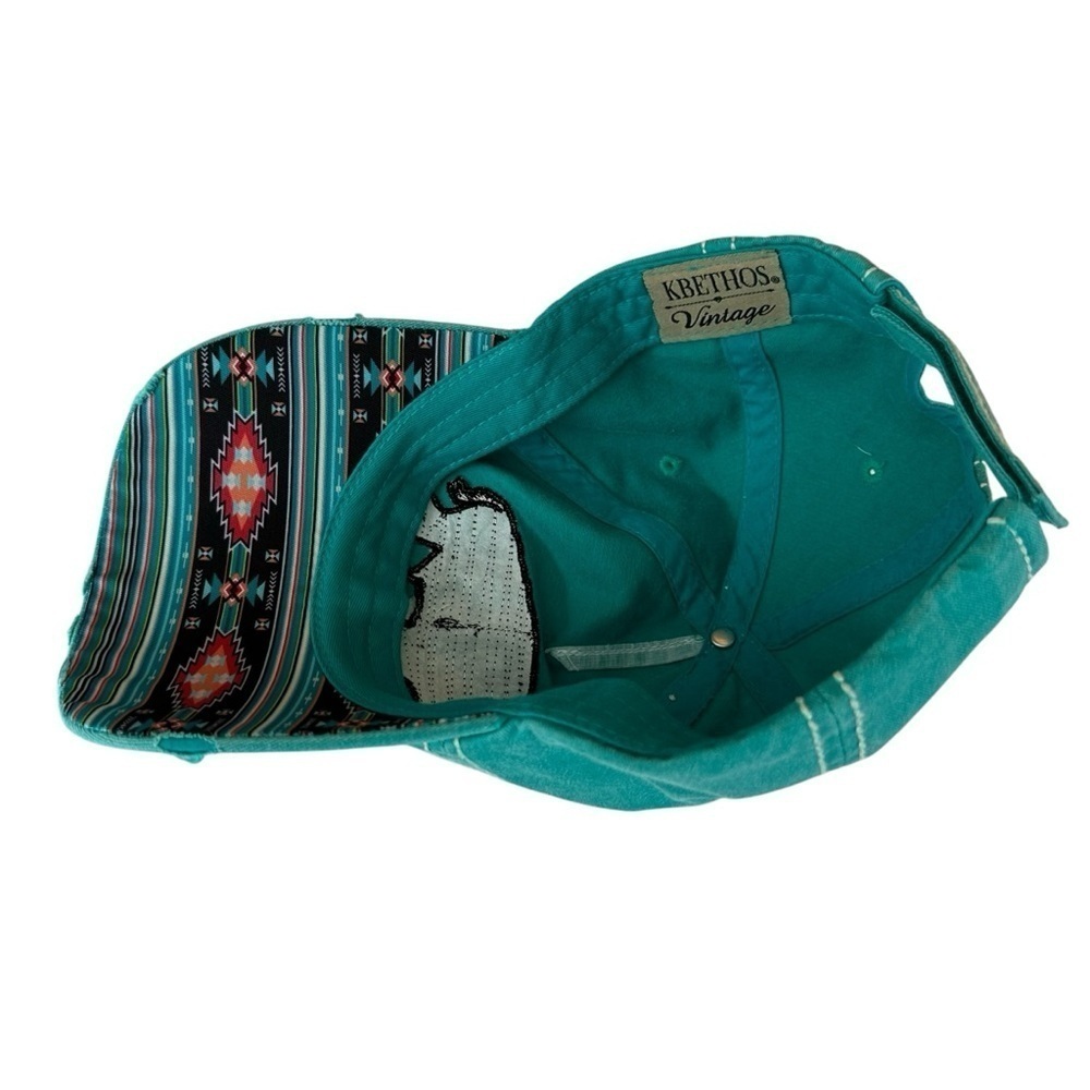 KBethos Vintage Aztec Pattern Buffalo Embroidered Turquoise Baseball Hat - Picture 4 of 4